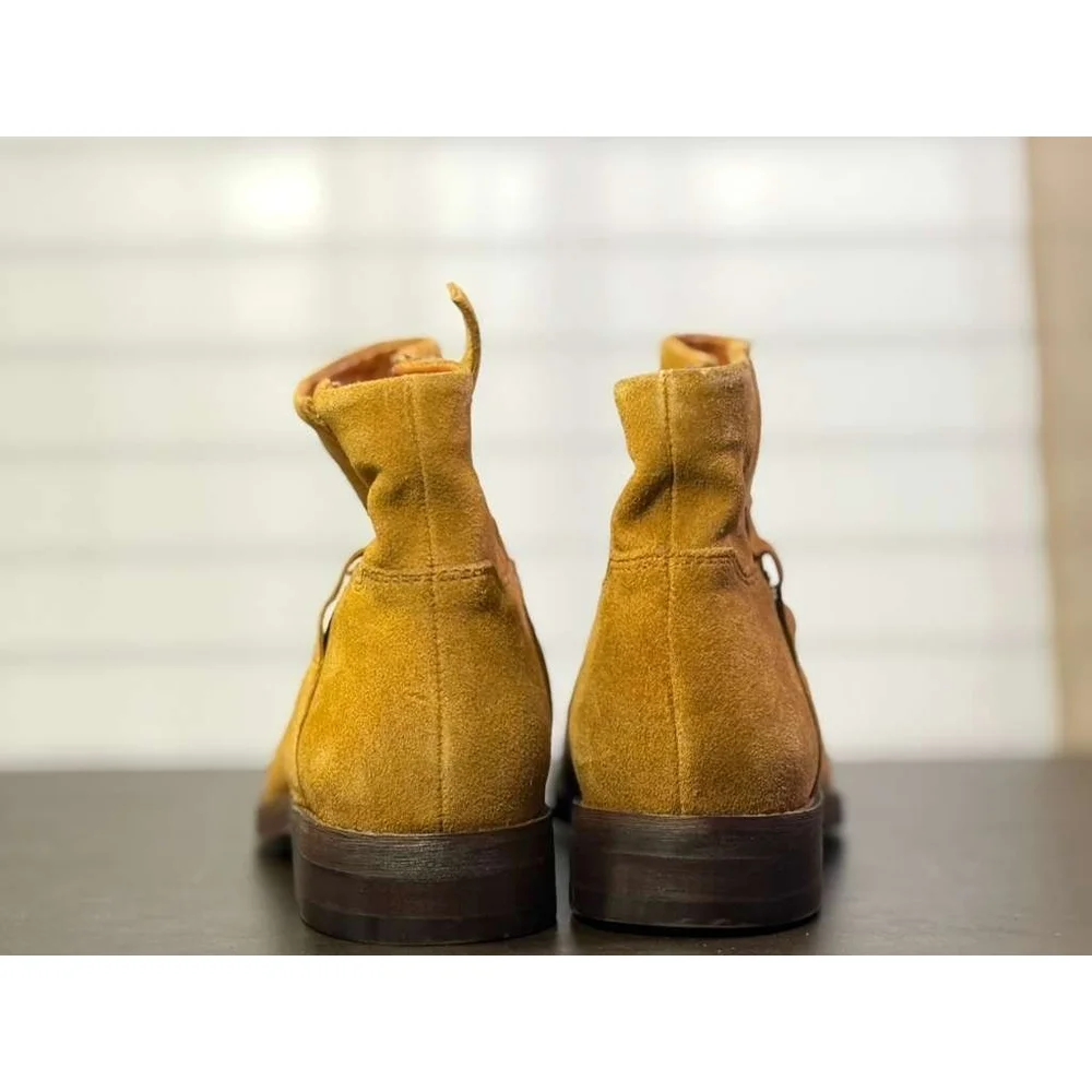 Franco Sarto Classic Women SUEDE LEATHER Boots Ankle Booties Whiskey Brown 8.5 M